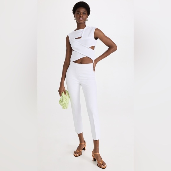 Spanx On-the-Go Ankle Slim Straight Pants in Classic White L Petite - Picture 2 of 13